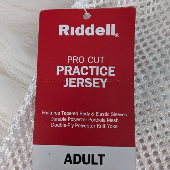 Riddell Pro Cut Mesh Practice Jersey, men's size large, white - Picture 6 of 8
